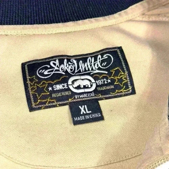 Y2K  Ecko Unltd Track Jackets Men’s XL Check Cut Sew Beige Skater Relaxed 2000s - Picture 3 of 11